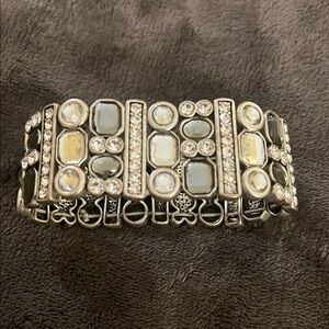 Intricate Silver and Black Vintage-Inspired Bracelet